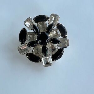 Elegant Black and Silver Brooch
